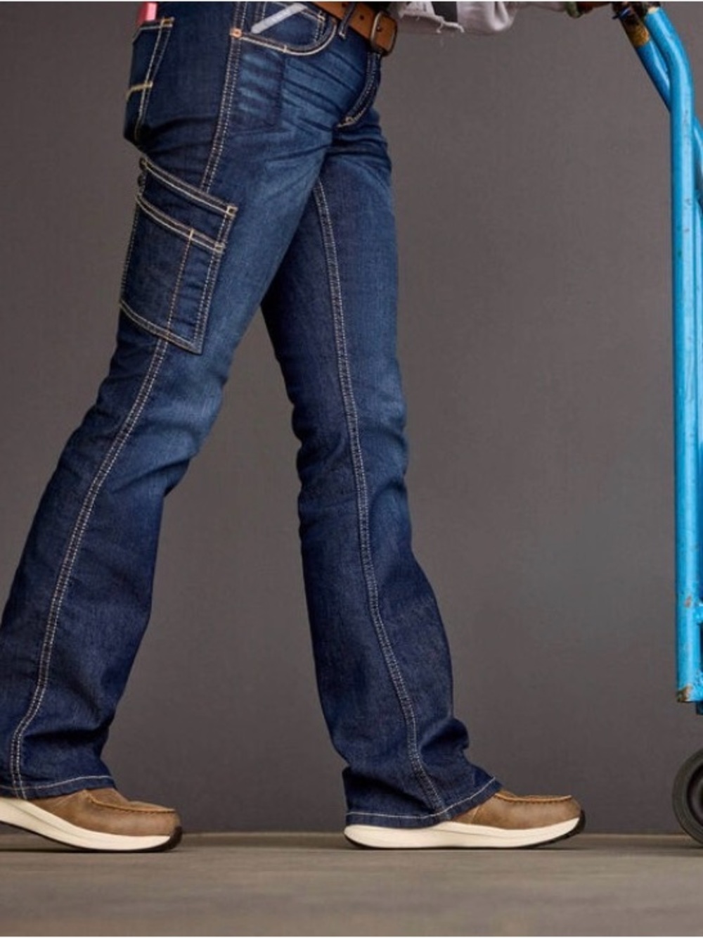 Ariat Rebar 34L Blue Bootcut Work Jeans with Utility Pocket